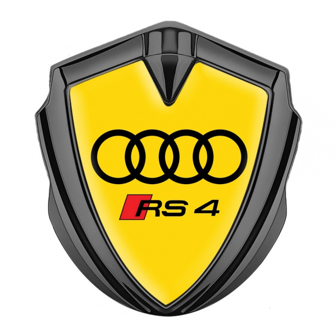 Audi RS 4 Badge Self Adhesive Graphite Yellow Base