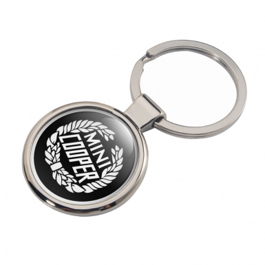 Mini Cooper Metal Fob Chain Black White Laurel Circle Logo Design