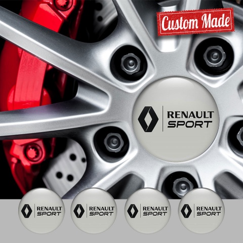 Renault Sport Emblems for Wheel Center Caps Grey Base Black Logo