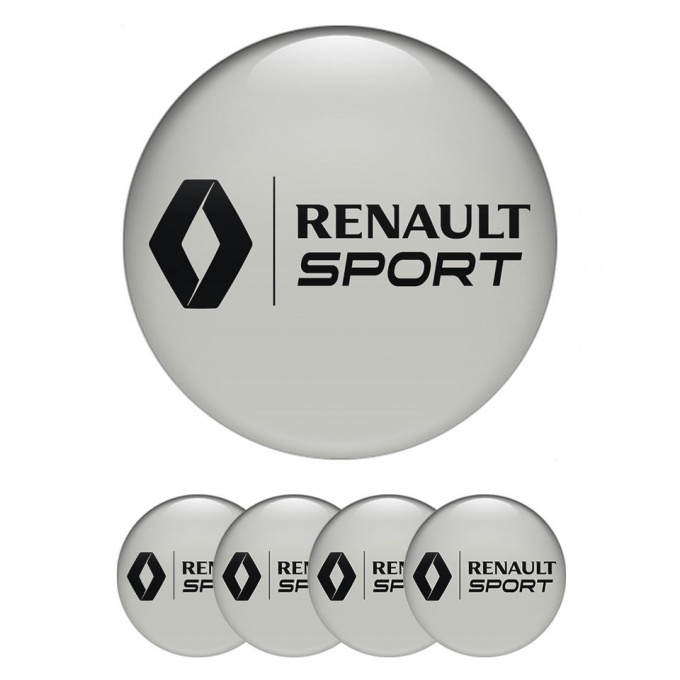 Renault Sport Emblems for Wheel Center Caps Grey Base Black Logo