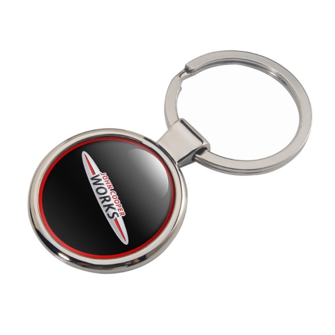Mini Cooper Metal Key Ring Black Red Ring Light Grey Logo Edition