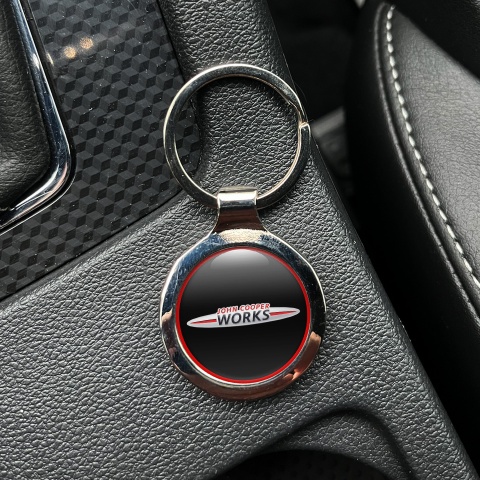 Mini Cooper Metal Key Ring Black Red Ring Light Grey Logo Edition