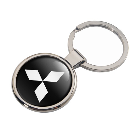 Mitsubishi Key Holder Metal Black White Classic Clean Logo Style
