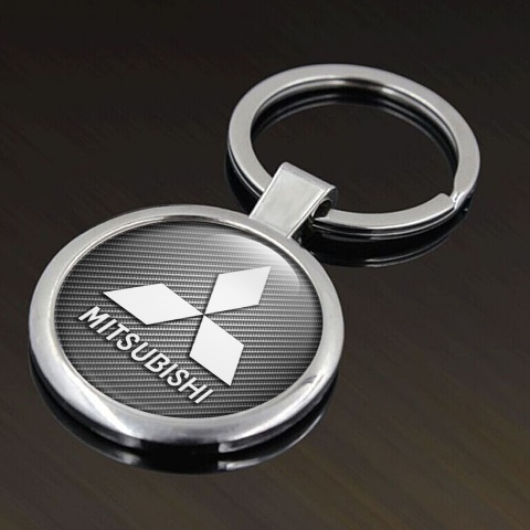 Mitsubishi Key Fob Metal Light Carbon White Shadow Classic Logo Design