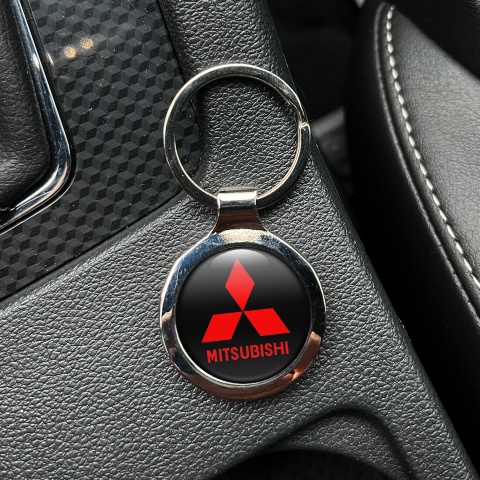 Mitsubishi Key Holder Metal Black Red Classic Logo Edition