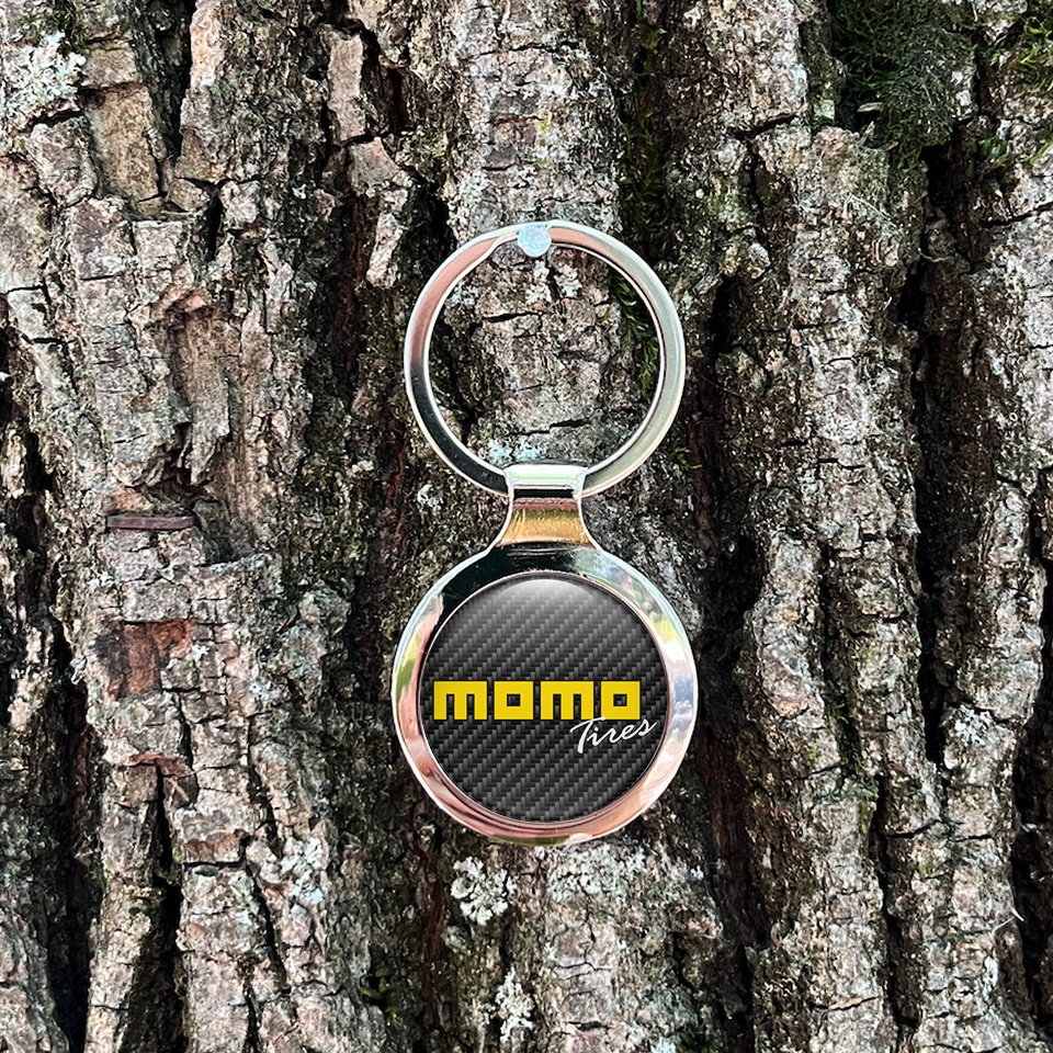 Momo Keychain Metal Dark Carbon Yellow Classic Logo Design | Keychains ...