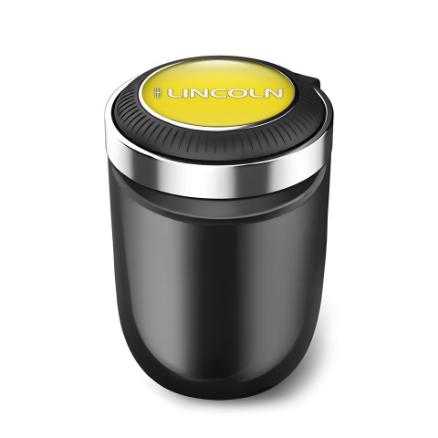 Lincoln Trash Can Ashtray Yellow White Logo Style 
