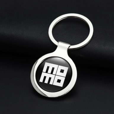 Momo Metal Chain Fob Black Classic White Square Logo Design
