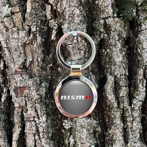 Nissan Metal Key Ring Light Carbon Silver Gradient Color Logo Design