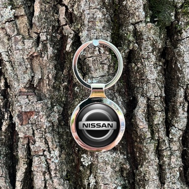 Nissan Metal Key Ring Black Silver Bevel Ring Emblem Edition