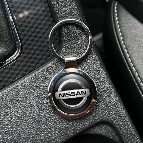 Nissan Metal Key Ring Black Silver Bevel Ring Emblem Edition
