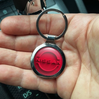 Nissan Metal Fob Chain Dark Pastel Red Ring Logo Design