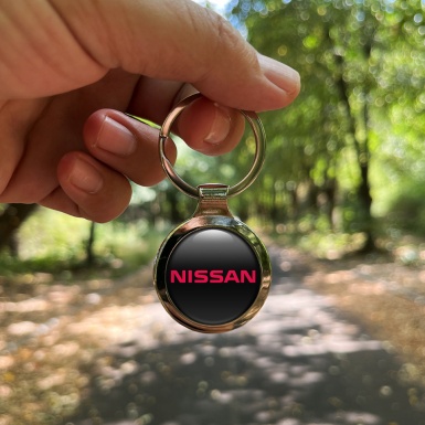 Nissan Metal Key Ring Black Red Classic Clean Logo Design