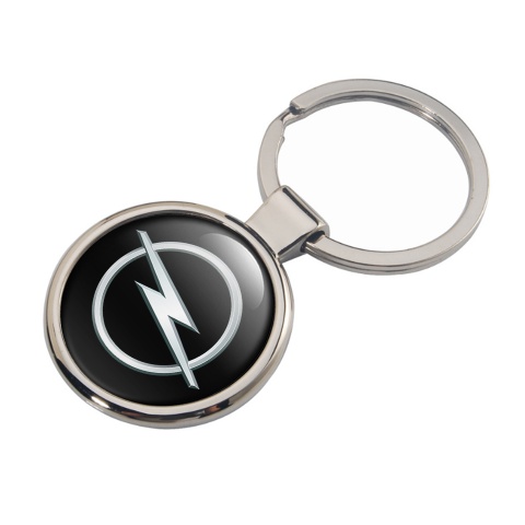 Opel Metal Key Ring Black Metallic Bevel Classic Logo Design