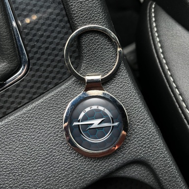 Opel Key Holder Metal Graphite Neon Blue Honeycomb Silver Logo Design
