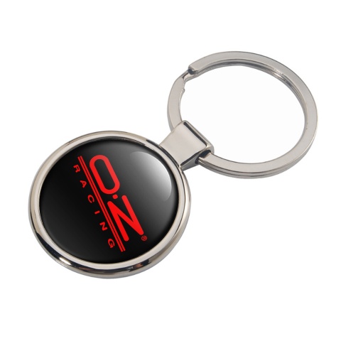 OZ Racing Metal Key Ring Black Red Stripes Logo Design