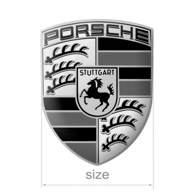 Porsche Crest Silicone Adhesive Emblem New Monochrome Logo