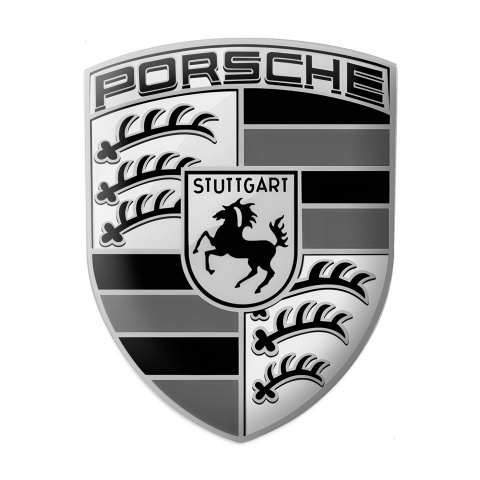 Porsche Crest Silicone Adhesive Emblem New Monochrome Logo