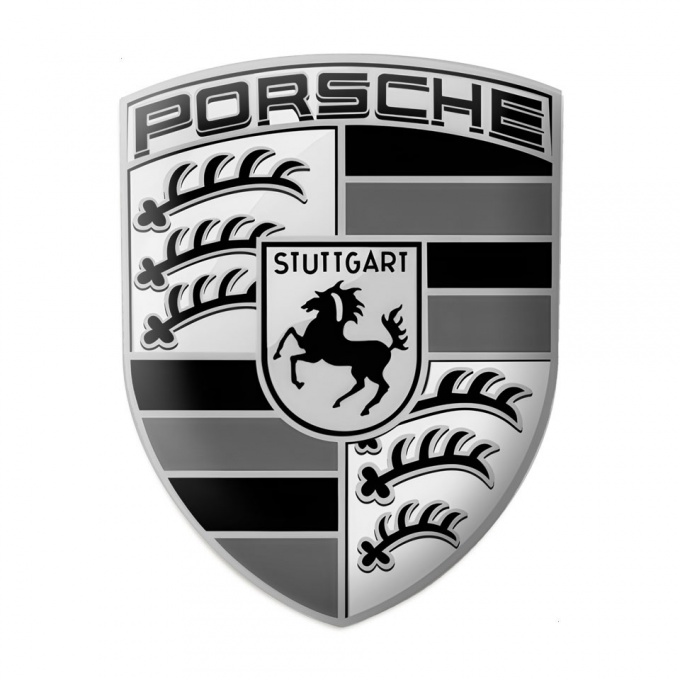 Porsche Crest Silicone Adhesive Emblem New Monochrome Logo