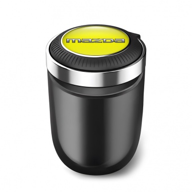 Mazda Ashtray Logo Container for Cigarette LED Yellow Silver Design 
