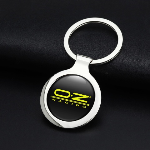 OZ Racing Key Fob Metal Black Yellow Logo Design