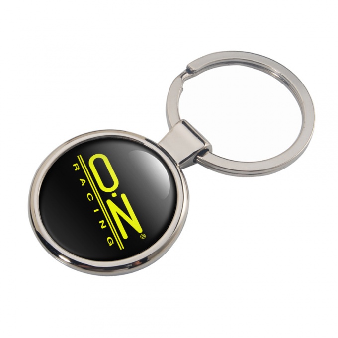 OZ Racing Key Fob Metal Black Yellow Logo Design