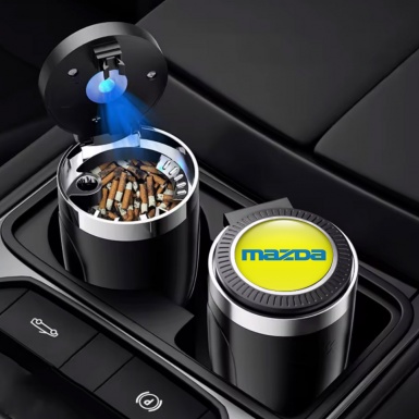 Mazda Car Ashtray for Cigarette Yellow Blue Design Logo 