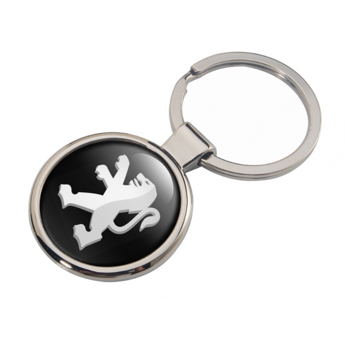 Peugeot Keychain Metal Black White Grey Logo Effect Design