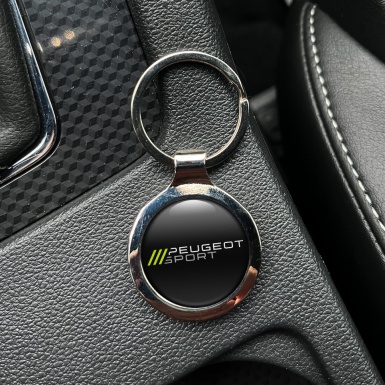 Peugeot Sport Metal Key Holder Black Lime Stripes White Logo Design