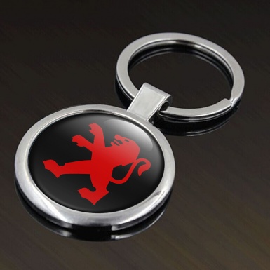 Peugeot Metal Fob Chain Black Red Classic Logo Design