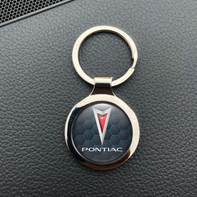 Pontiac Metal Key Ring  Blue Neon Honeycomb Design