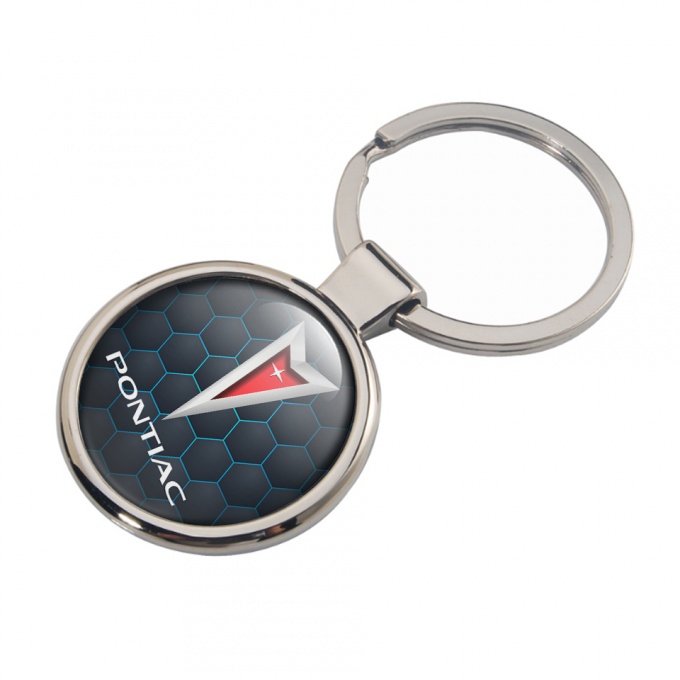 Pontiac Metal Key Ring  Blue Neon Honeycomb Design