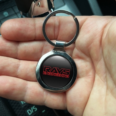 Rays Metal Fob Chain Black Red Clean Logo Design