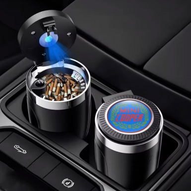 Mini Cooper Ashtray Logo Container for Cigarette LED Blue Motive 