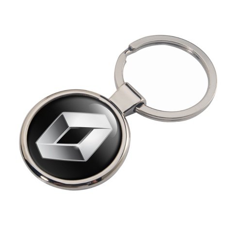 Renault Metal Fob Chain Black Silver Chrome Logo Design