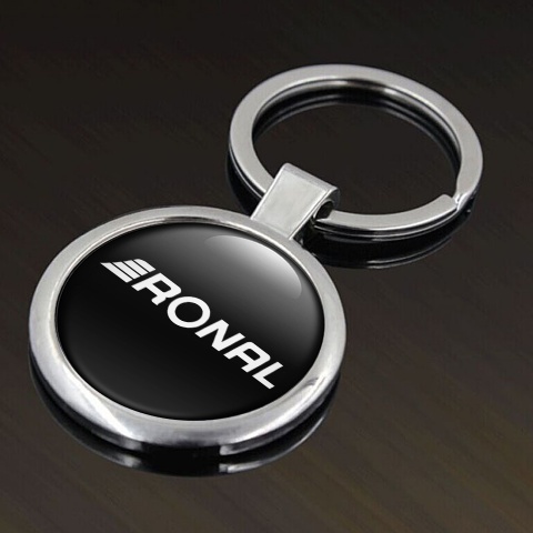 Ronal Keychain Metal Black Clean Logo Design