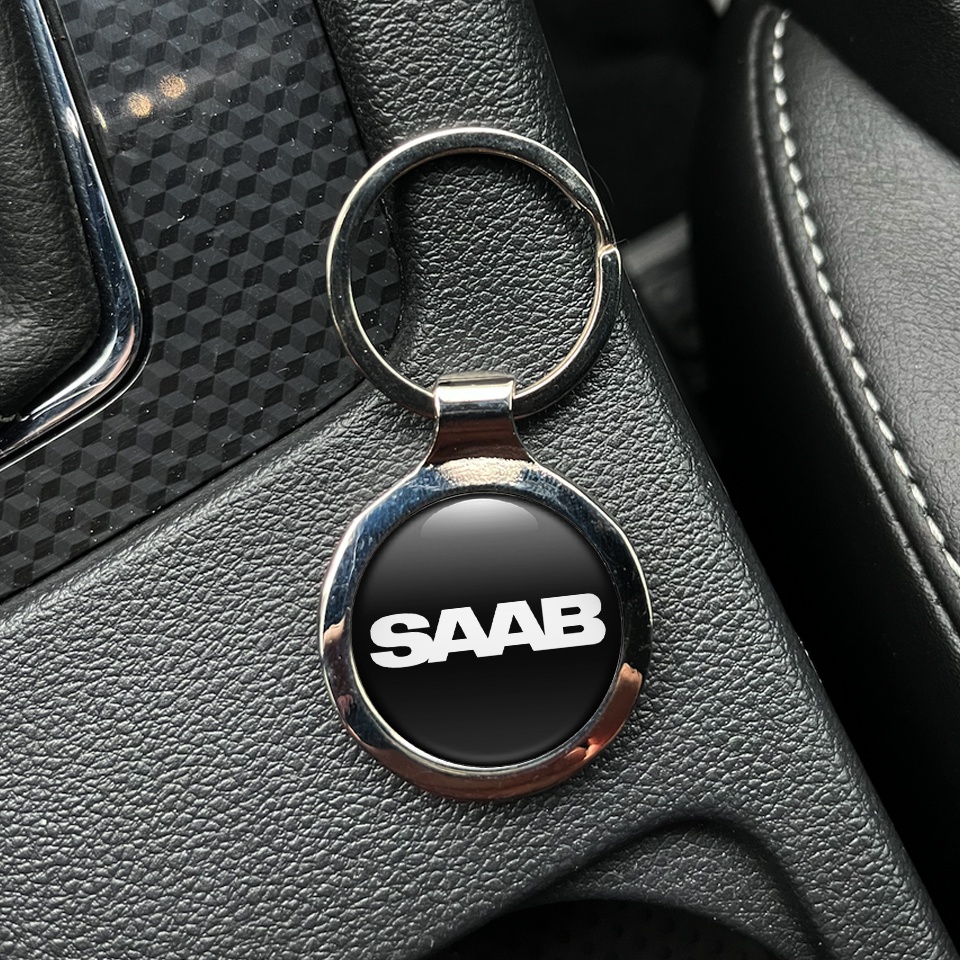 Saab Metal Fob Chain Black White Clean Logo Design | Keychains ...