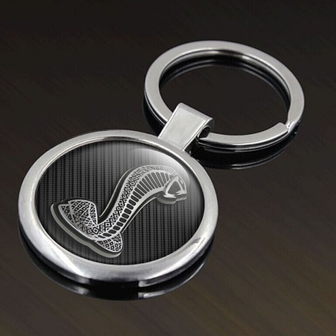 Ford Shelby Keychain Metal Dark Carbon Light Grey Logo Edition