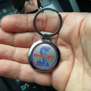 Ford Shelby Metal Key Ring Full Color Red Blue Circle Design