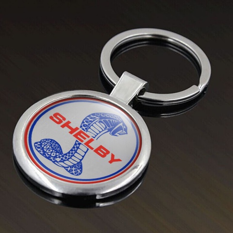 Ford Shelby Metal Key Ring Full Color Red Blue Circle Design