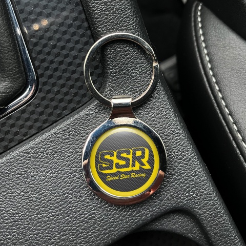 SSR Metal Fob Chain Dark Carbon Yellow Ring Logo Edition