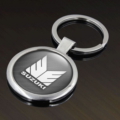 Suzuki Keychain Metal Light Carbon White Logo Edition