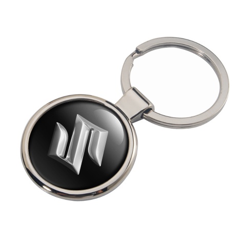 Suzuki Metal Key Ring Black Silver Chrome Logo