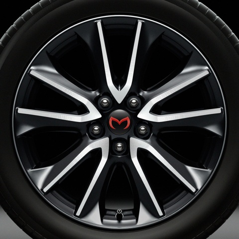 Mazda  Domed Stickers Wheel Center Cap Orange Logo