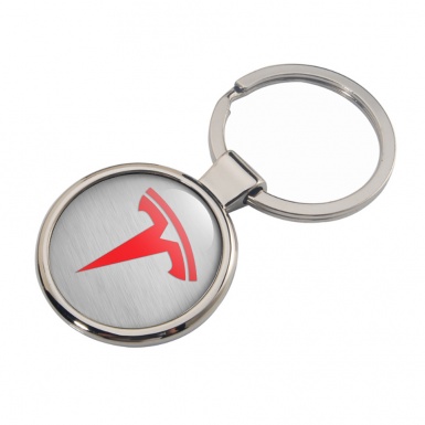 Tesla  Metal Fob Chain Grey Silver Classic Logo