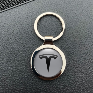 Tesla Metal Fob Chain Light Grey Black Color Edition