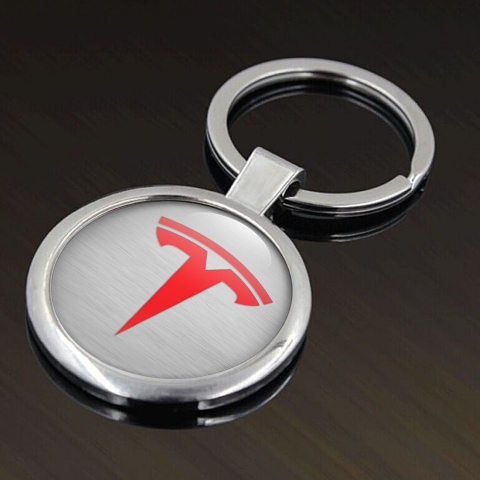 Tesla Keychain Metal Light Carbon Graphite Logo Design