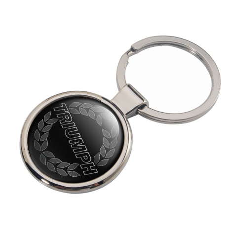Triumph Metal Key Ring Black Grey Silver Laurel Design