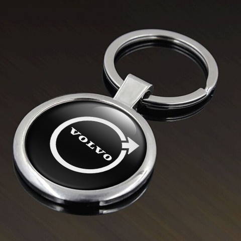 Volvo Keychain Metal Black White Classic Logo Design
