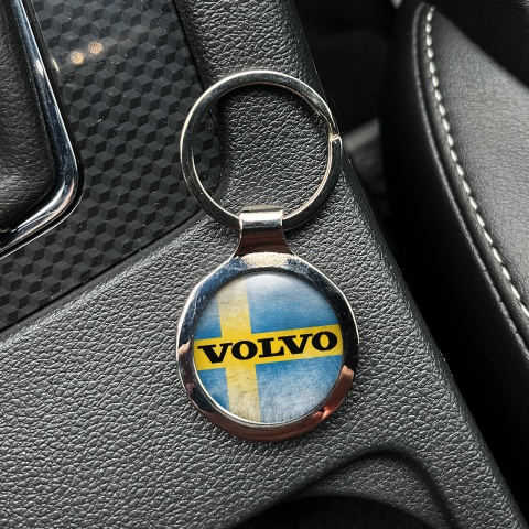 Volvo Key Holder Metal Sky Blue Swedish Flag Edition